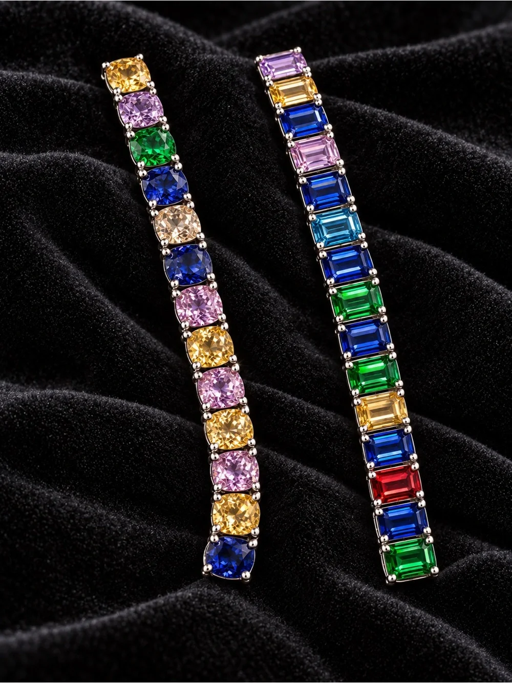 Multicolor Crystal bracelets, hypoallergenic, Silvertone - Women Jewelry